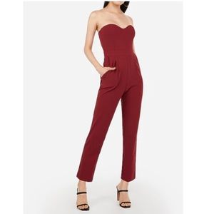 Express red strapless sweetheart jumpsuit size 6